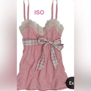 ISO!! Pink Lace Trim Camisole with Plaid Bow